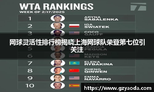 网球灵活性排行榜揭晓上海网球队荣登第七位引关注